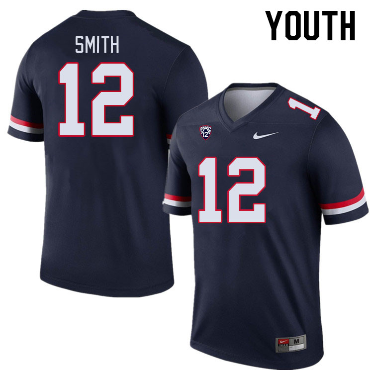 Youth #12 Genesis Smith Arizona Wildcats College Football Jerseys Stitched-Navy - Click Image to Close